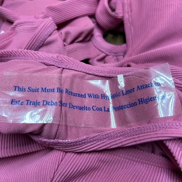 Shade & Shore Plunge Ring Detail One Piece Swimsuit - Mauve XS - Picture 6 of 7